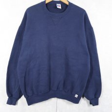 画像1: 90's RUSELL ATHLETIC USA製 前V 無地スウェットNAVY XL (1)