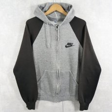 画像1: 80's NIKE 紺タグ ロゴプリントスウェットジップパーカー L (1)