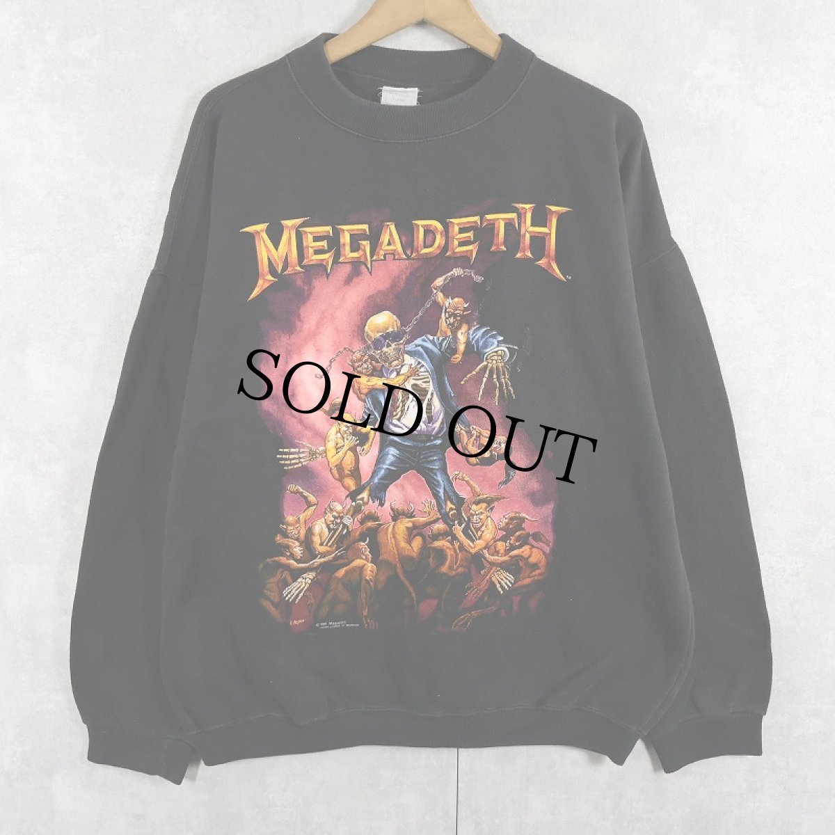 画像1: 90's MEGADETH ヘヴィメタルバンドプリントスウェット BLACK XL (1)