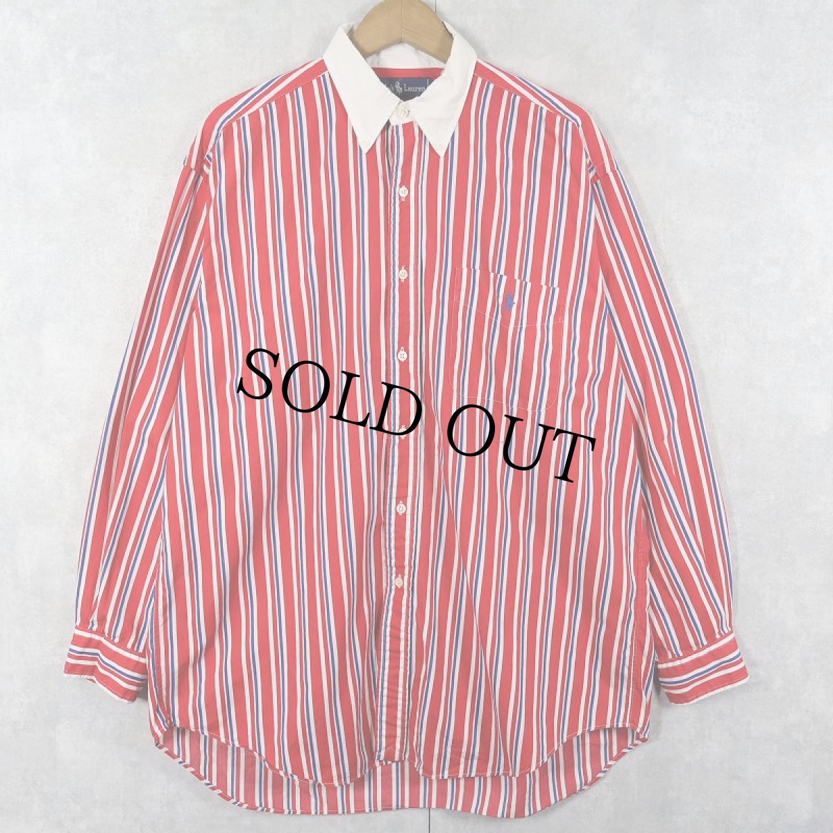 画像1: Ralph Lauren "The Big Shirt" マルチストライプ柄 コットンボタンダウンシャツ M (1)