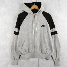 画像1: 80's NIKE 紺タグ ロゴ刺繍 スウェットジップパーカー L (1)