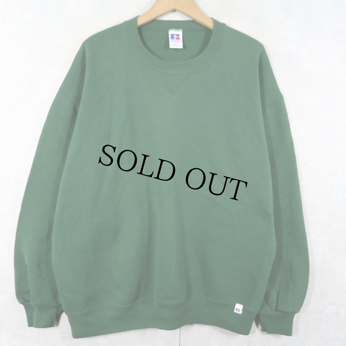 画像1: 90's RUSSELL ATHLETIC USA製 前V 無地スウェット XL (1)