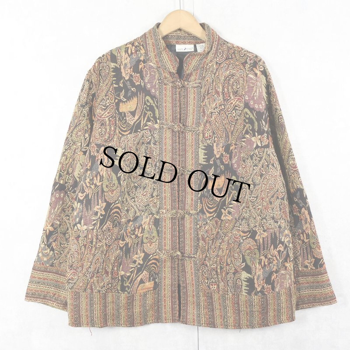 画像1: White Stag 総柄 ジャガードパッチワーク チャイナジャケット L (1)