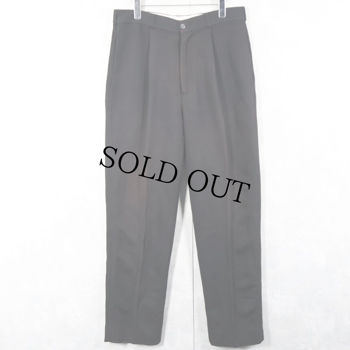 画像2: PERRY ELLIS 1タック レーヨン×ポリエステル スラックス BLACK W33 (2)