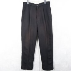 画像2: PERRY ELLIS 1タック レーヨン×ポリエステル スラックス BLACK W33 (2)