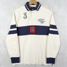 画像1: POLO Ralph Lauren エルボーパッチ付き ラガーシャツ M (1)