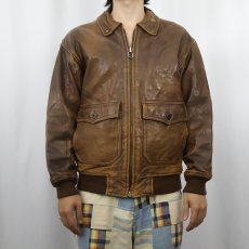 画像2: OUTBACK RED "A-2 TYPE" レザーフライトジャケット S (2)