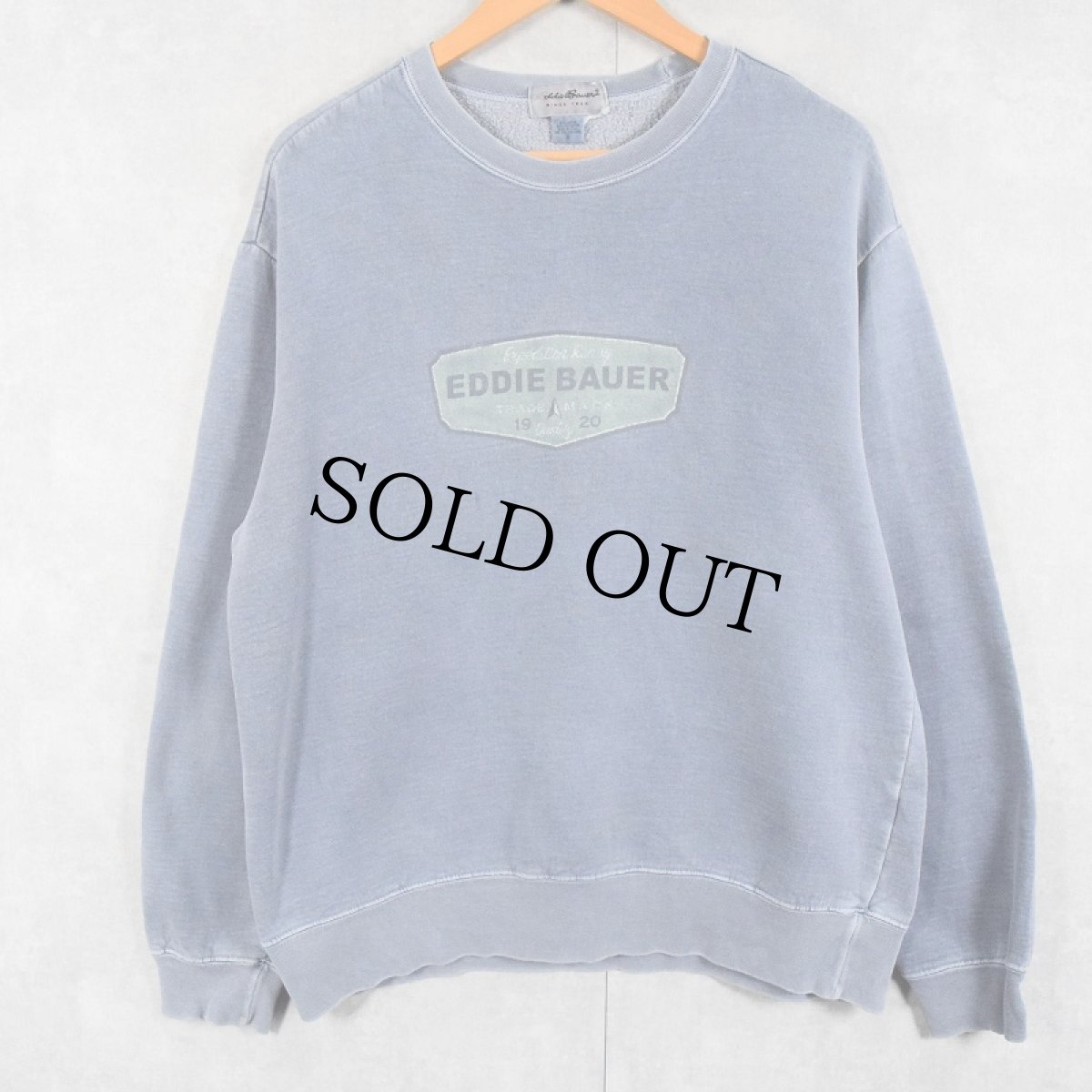 画像1: 90's Eddie Bauer USA製 "Over Dyed" ロゴプリント フェードスウェット S (1)