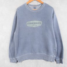 画像1: 90's Eddie Bauer USA製 "Over Dyed" ロゴプリント フェードスウェット S (1)