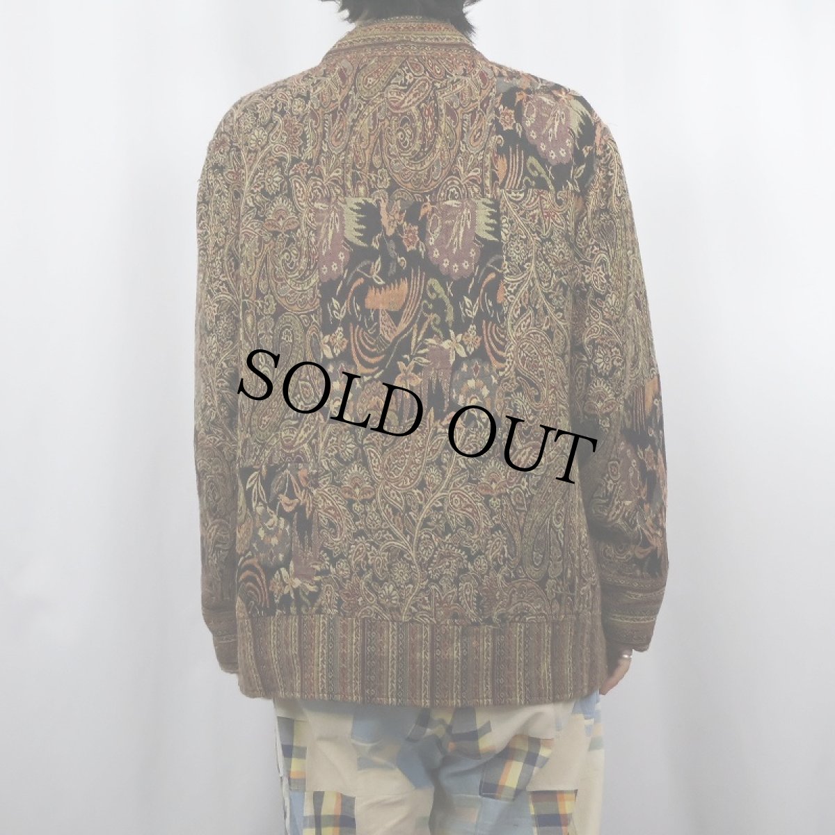 画像3: White Stag 総柄 ジャガードパッチワーク チャイナジャケット L (3)