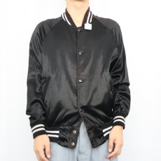画像2: 80's〜 LED ZEPPELIN CANADA製 ロックバンドプリント サテンスタジャン BLACK M (2)