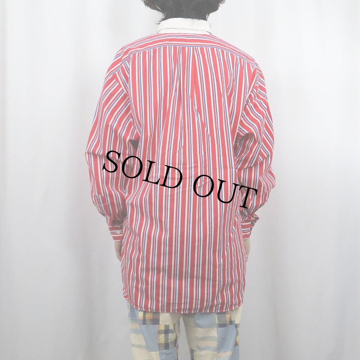 画像3: Ralph Lauren "The Big Shirt" マルチストライプ柄 コットンボタンダウンシャツ M (3)