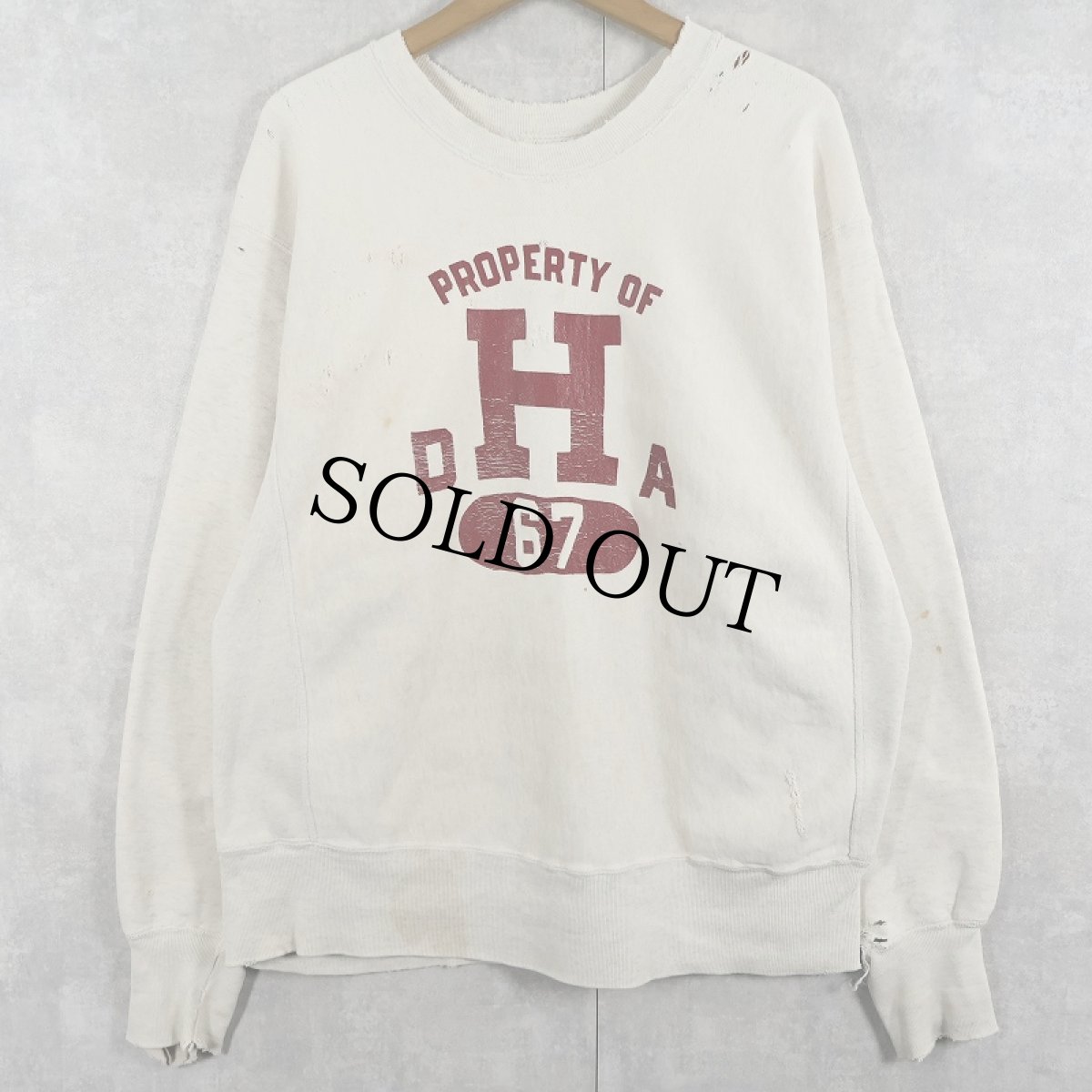 画像1: 60's Champion REVERSE WEAVE タタキタグ "PROPERTY OF DHA" プリントスウェット XL (1)