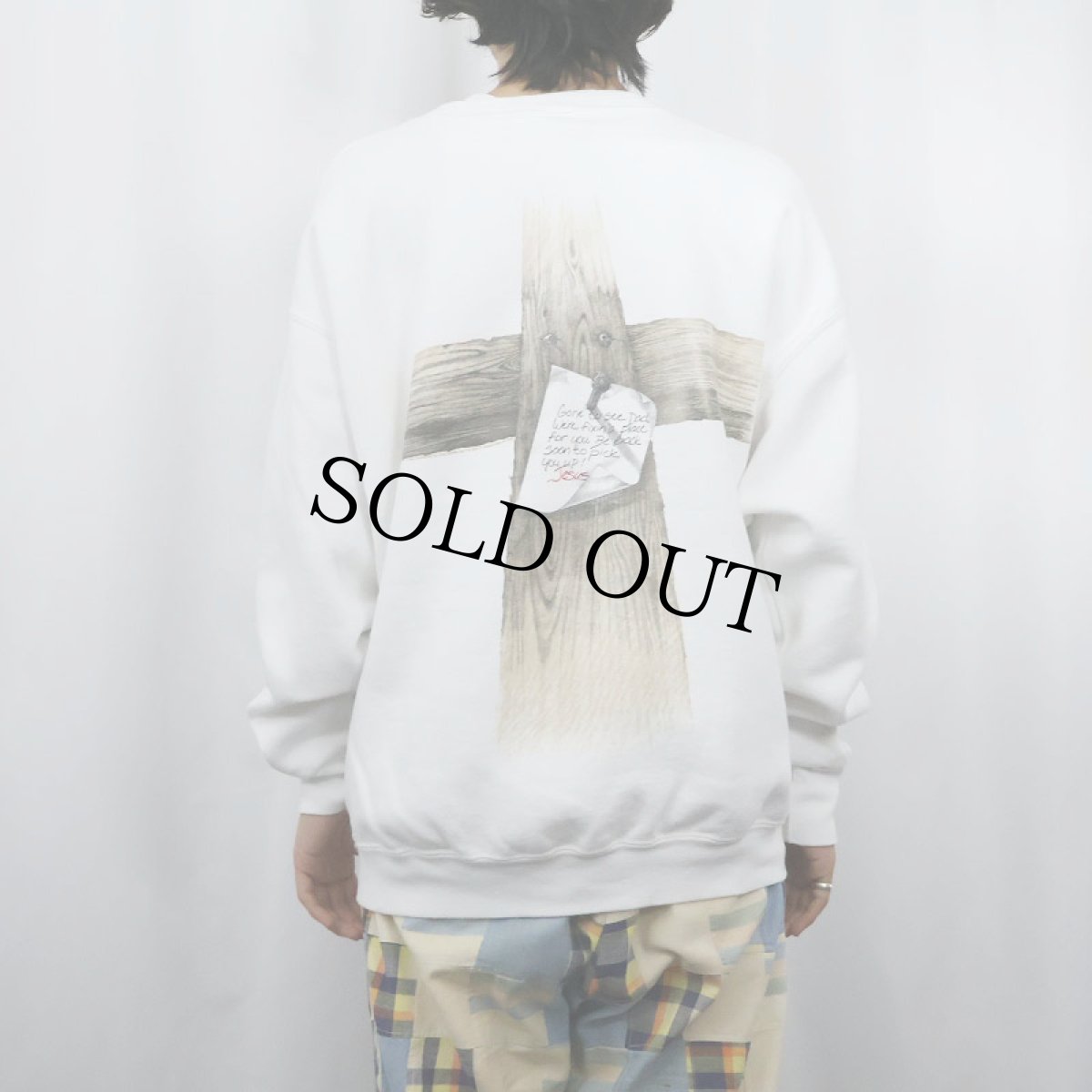 画像4: 90's USA製 "Gone to see Dad,..." ジーザスプリントスウェット XL (4)