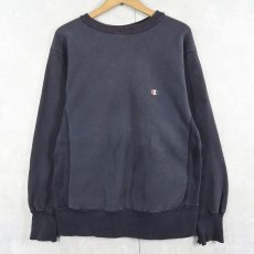 画像1: 90's〜 Champion REVERSE WEAVE 内縫い 2トーン 目付きスウェット BLACK (1)