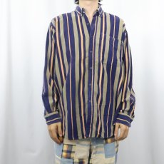 画像2: 90〜2000's NORTHWEST TERRITORY ストライプ柄 コーデュロイ ボタンダウンシャツ M (2)