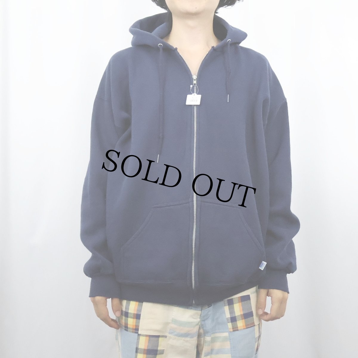 画像2: 90's DISCUS 無地 スウェットジップパーカー NAVY XL (2)