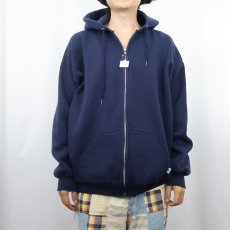 画像2: 90's DISCUS 無地 スウェットジップパーカー NAVY XL (2)