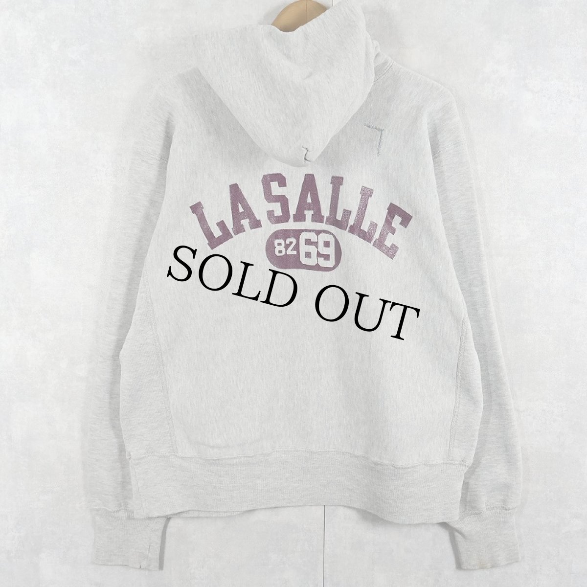 画像1: 70〜80's Champion REVERSE WEAVE 青単色タグ USA製 "LASALLE" バックプリント スウェットフーディー L (1)