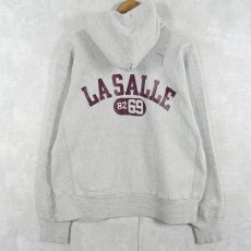 画像1: 70〜80's Champion REVERSE WEAVE 青単色タグ USA製 "LASALLE" バックプリント スウェットフーディー L (1)
