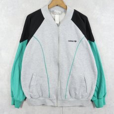画像1: 80's adidas ロゴ刺繍 切り替えデザイン スウェットジップジャケット (1)