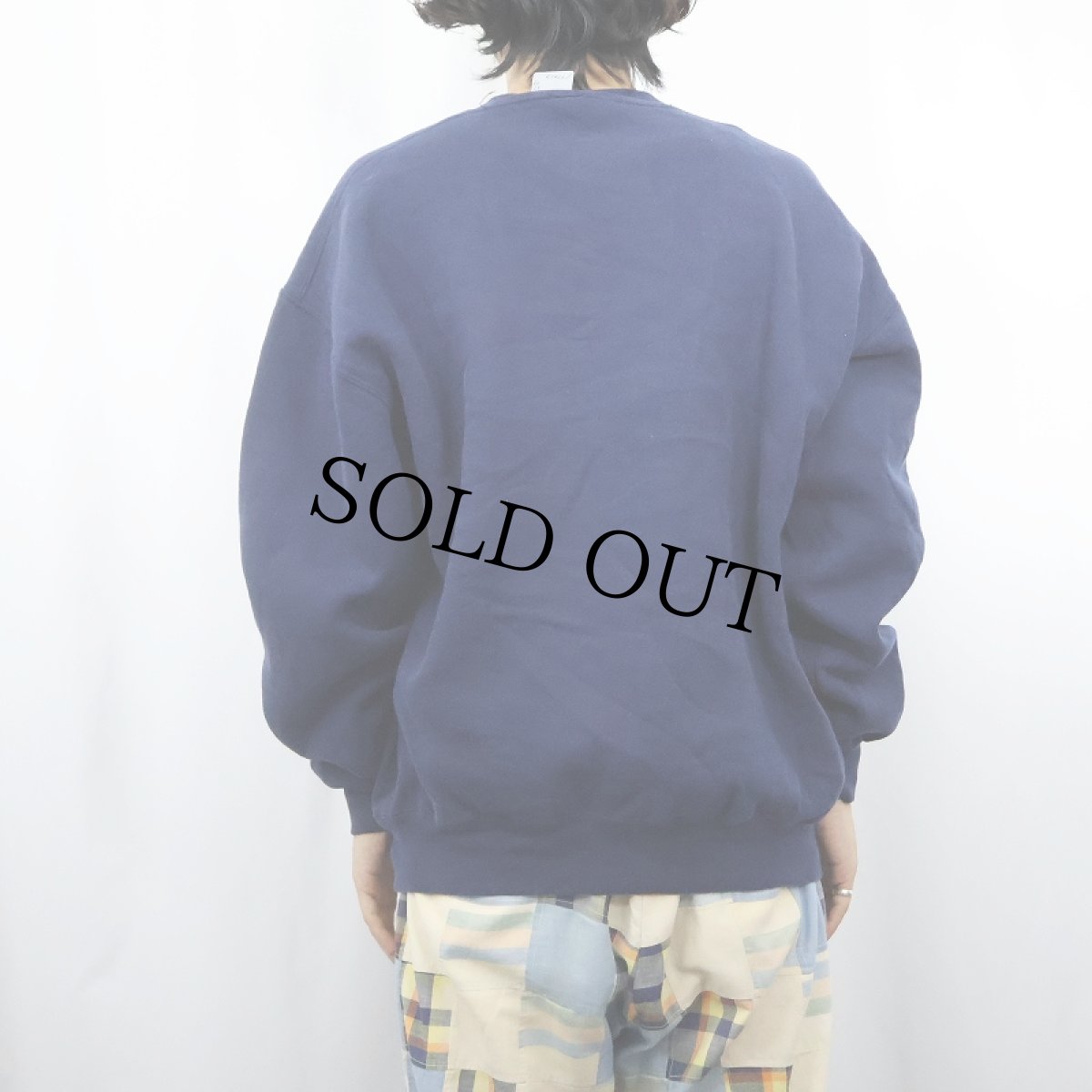 画像3: 90's RUSELL ATHLETIC USA製 前V 無地スウェットNAVY XL (3)