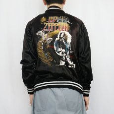 画像3: 80's〜 LED ZEPPELIN CANADA製 ロックバンドプリント サテンスタジャン BLACK M (3)