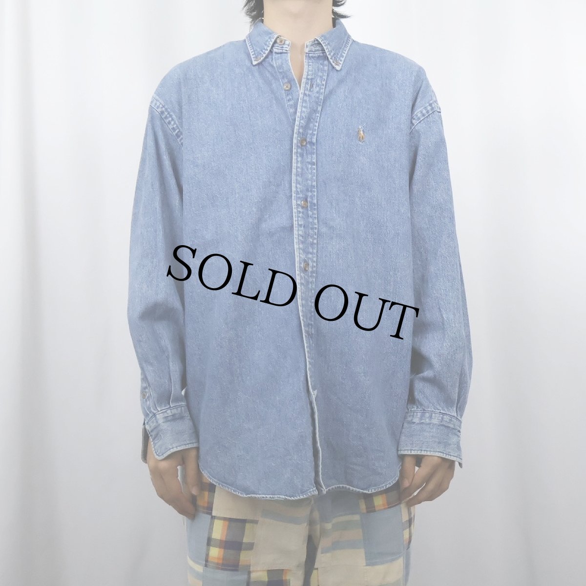画像2: Rlaph Lauren "The Big Shirt" デニムボタンダウンシャツ size8 (2)