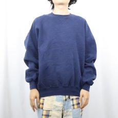 画像2: 90's RUSELL ATHLETIC USA製 前V 無地スウェットNAVY XL (2)