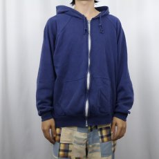 画像2: 80's BIG YANK 裏サーマル スウェットジップパーカー NAVY XL (2)