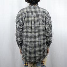 画像3: 80〜90's Pavo NEPAL製 チェック柄織り バンドカラー コットンシャツ XXL (3)