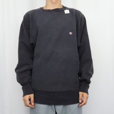 画像2: 90's〜 Champion REVERSE WEAVE 内縫い 2トーン 目付きスウェット BLACK (2)