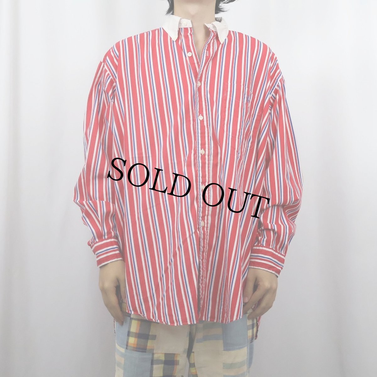 画像2: Ralph Lauren "The Big Shirt" マルチストライプ柄 コットンボタンダウンシャツ M (2)