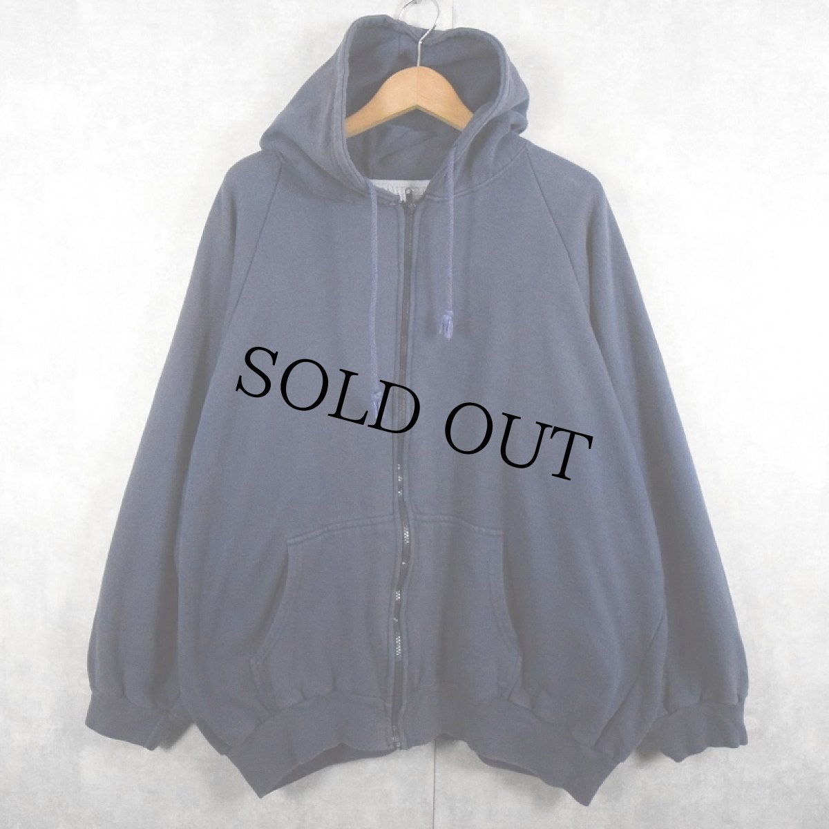 画像1: Bay Trading 裏サーマル ラグランスウェットジップパーカー NAVY LT (1)