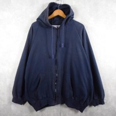 画像1: Bay Trading 裏サーマル ラグランスウェットジップパーカー NAVY LT (1)
