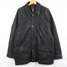 画像1: Yves Saint-Laurent pour homme ITALY製 レザーハーフコート BLACK SIZE52 (1)