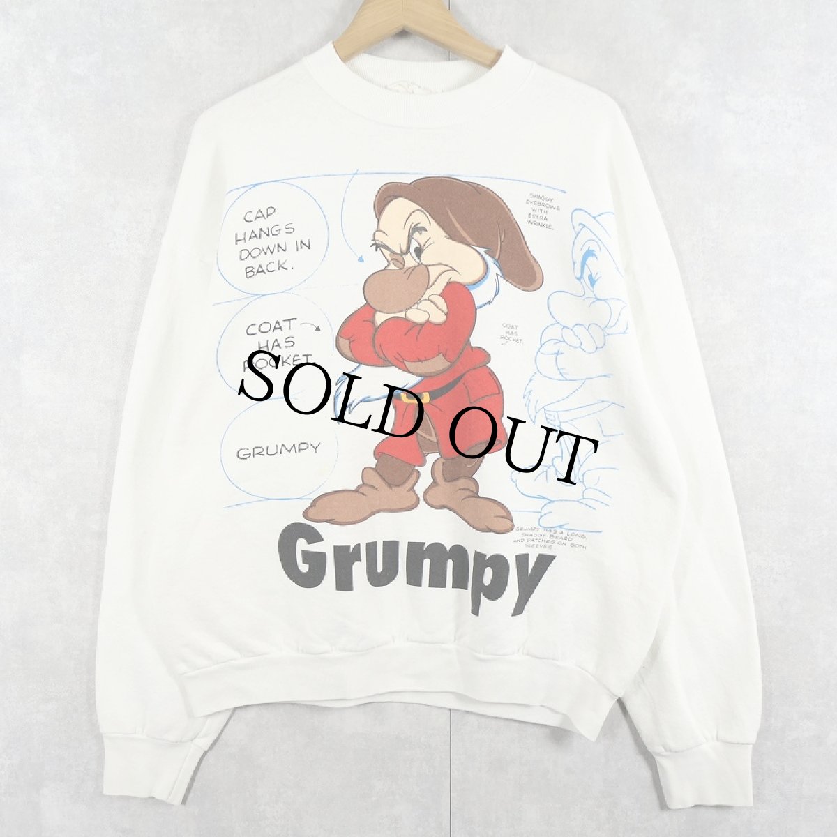 画像1: 80〜90's Disney 七人の小人 USA製 "Grumpy" キャラクタースウェット ONE SIZE (1)