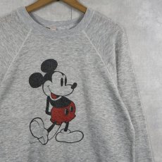 画像1: 80's Disney MICKEY MOUSE 白靴ミッキー キャラクタープリントラグランスウェット (1)