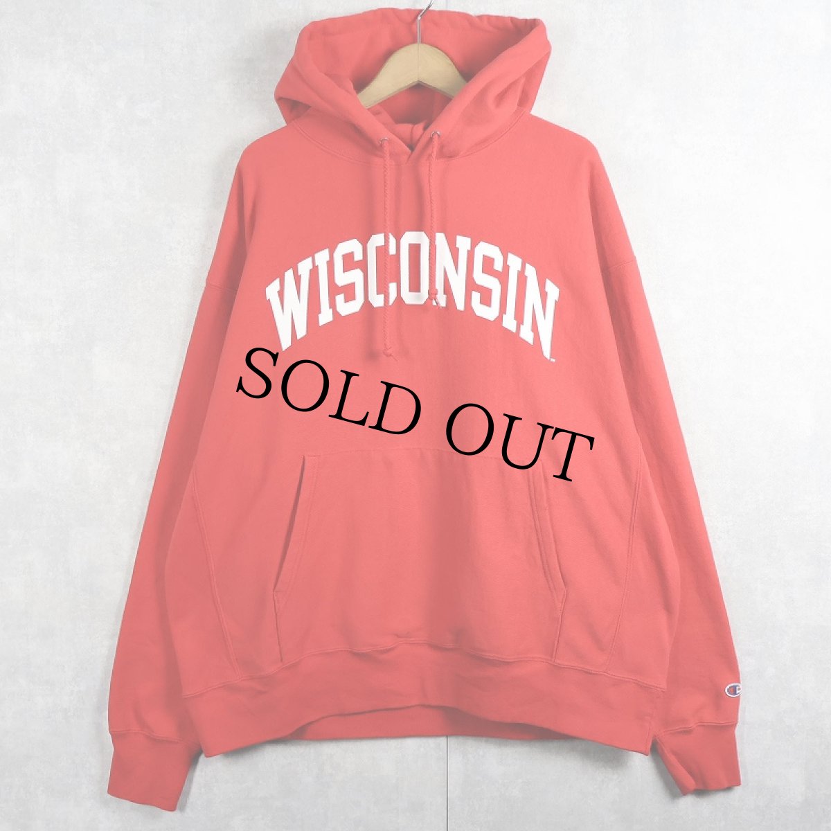 画像1: 2000's Champion REVERSE WEAVE "WISCONSIN" プリントスウェットフーディー XL (1)
