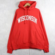 画像1: 2000's Champion REVERSE WEAVE "WISCONSIN" プリントスウェットフーディー XL (1)