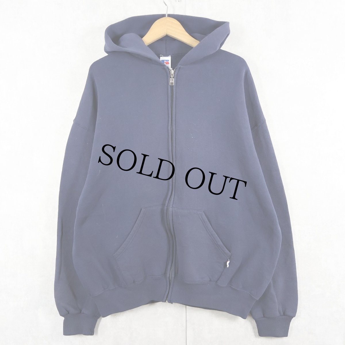 画像1: 90's RUSSELL ATHLETIC 無地スウェットジップパーカー NAVY XL (1)