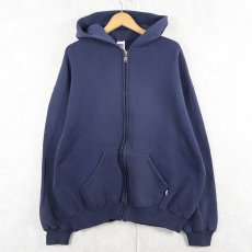 画像1: 90's RUSSELL ATHLETIC 無地スウェットジップパーカー NAVY XL (1)