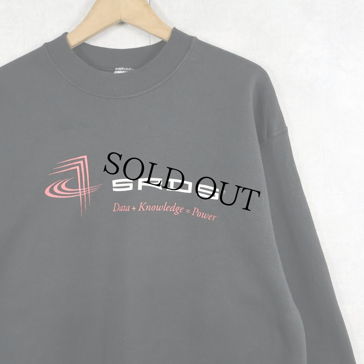 画像1: 90's USA製 "SRDS" 企業プリントスウェット BLACK L (1)