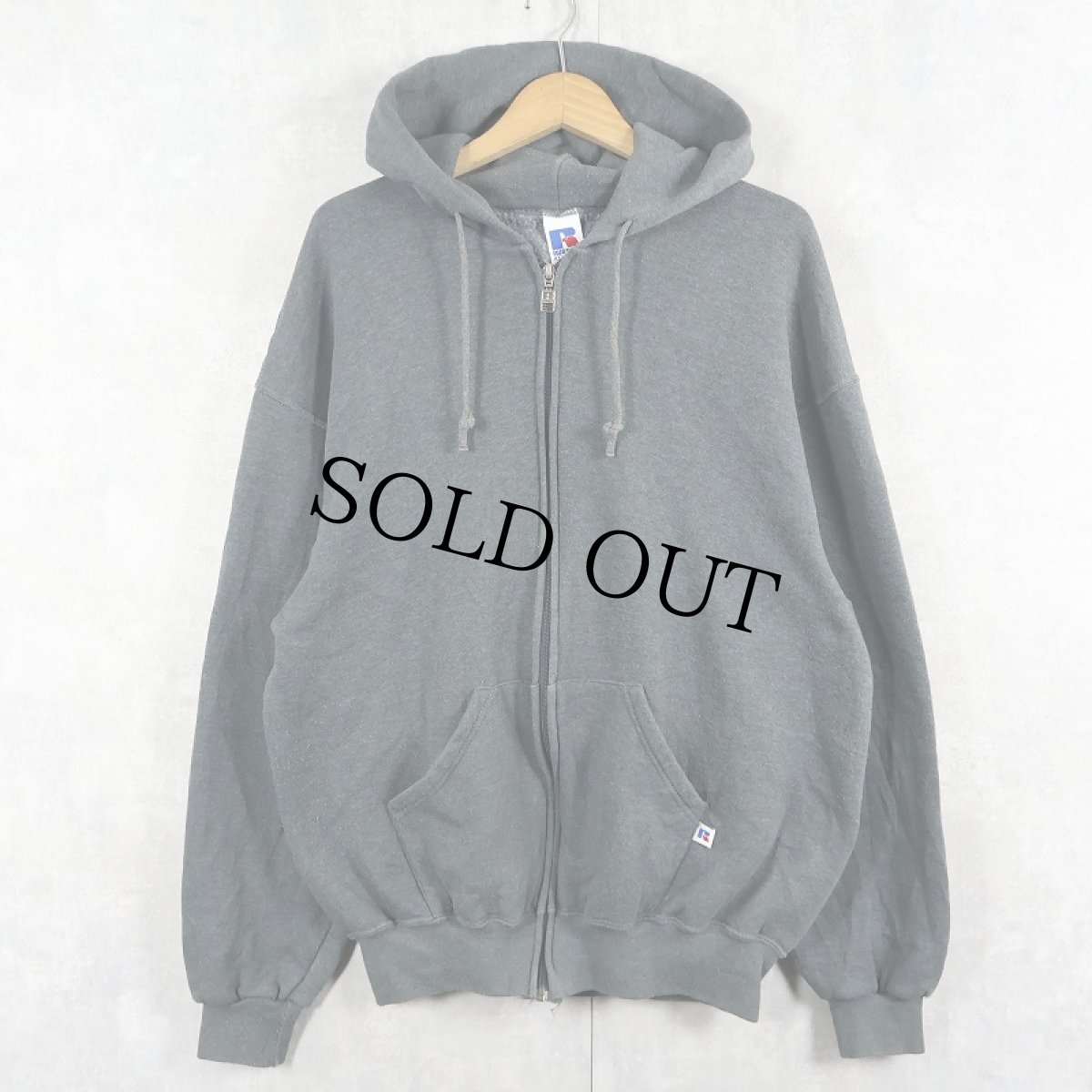 画像1: 90's RUSSELL ATHLETIC 無地スウェットジップパーカー L (1)