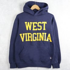 画像1: 90's RUSSELL ATHLETIC USA製 "WEST VIRGINIA" プリントスウェットフーディー NAVY M (1)