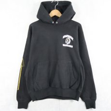 画像1: Champion PREMIUM REVERSE WEAVE インディアンヘッド プリントスウェットフーディー BLACK (1)