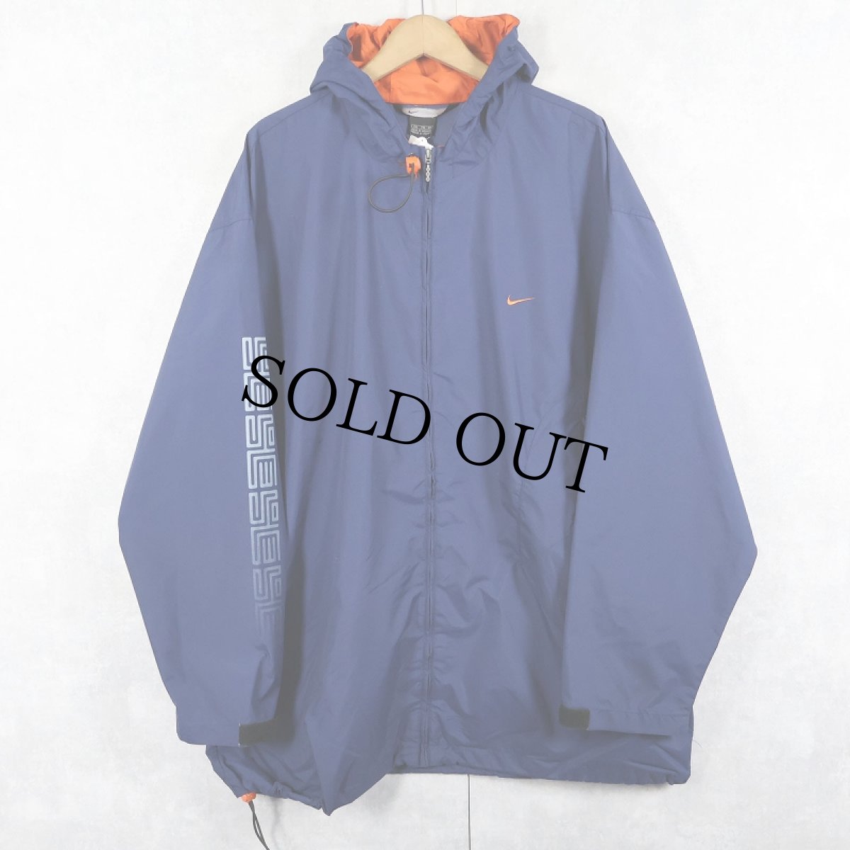 画像1: NIKE 袖プリント ナイロンジップパーカー NAVY XXL (1)