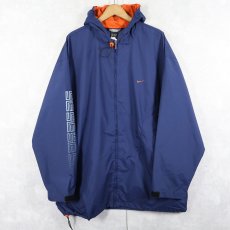 画像1: NIKE 袖プリント ナイロンジップパーカー NAVY XXL (1)