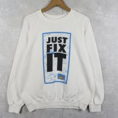 画像1: 90's Home Improvement USA製 "JUST FIX IT" シットコム プリントラグランスウェット L (1)