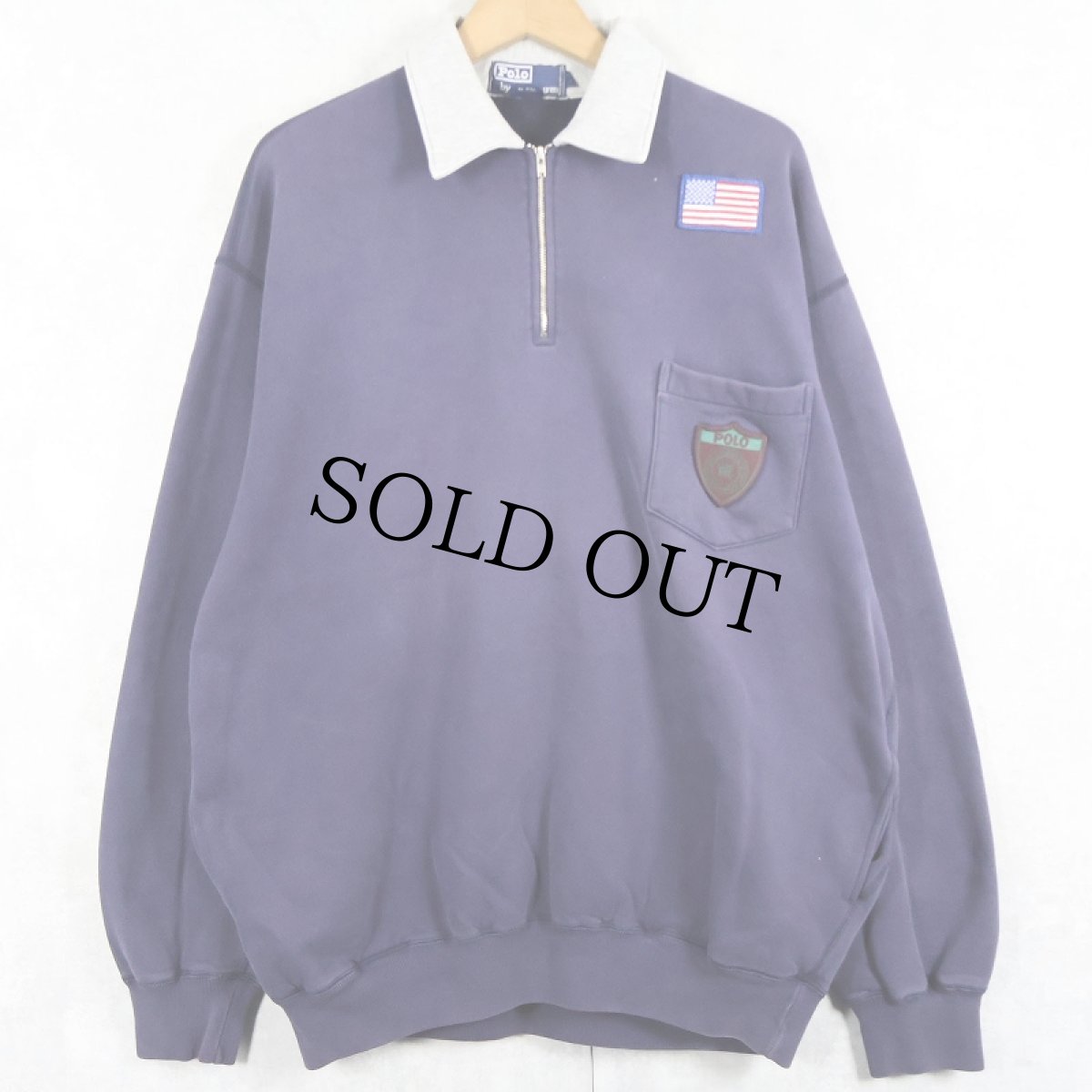 画像1: POLO Ralph Lauren "CREST PATCH" ハーフジップスウェット L (1)